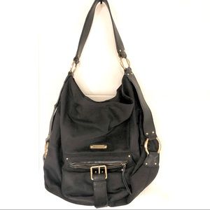 MICHAEL KORS Black canvas & leather satchel bag
